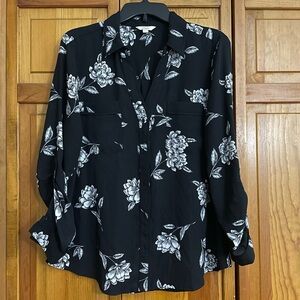 Black and white floral dress button down shirt